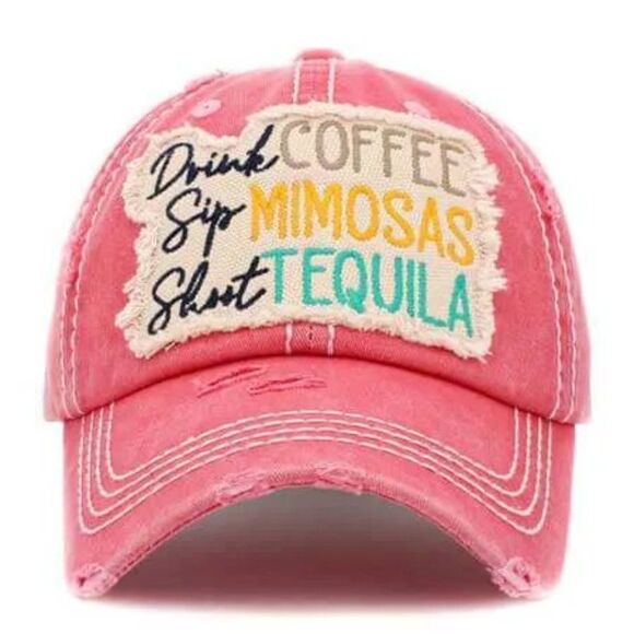 Boutique Accessories - 2/$30 Pink Coffee Mimosas Tequila Baseball Hat